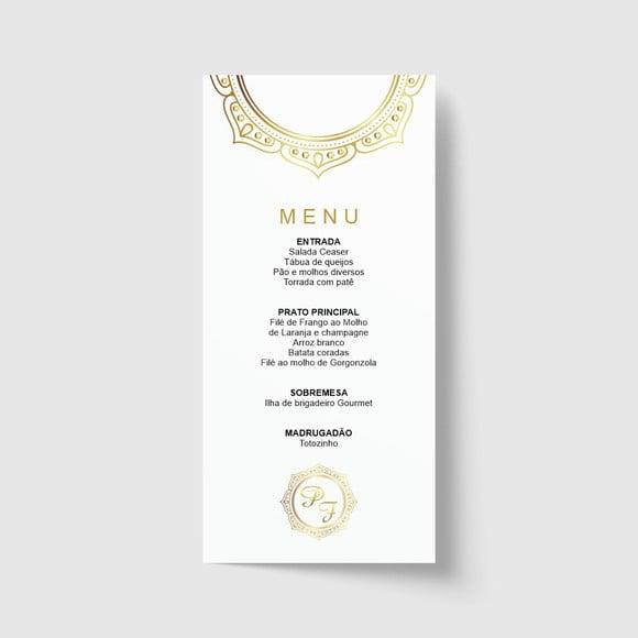 Cardápio / Menu personalizado casamento e festas 10cm x 21cm