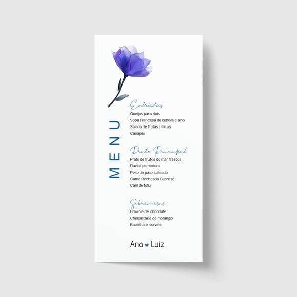 Cardápio / Menu personalizado casamento e festas 10cm x 21cm