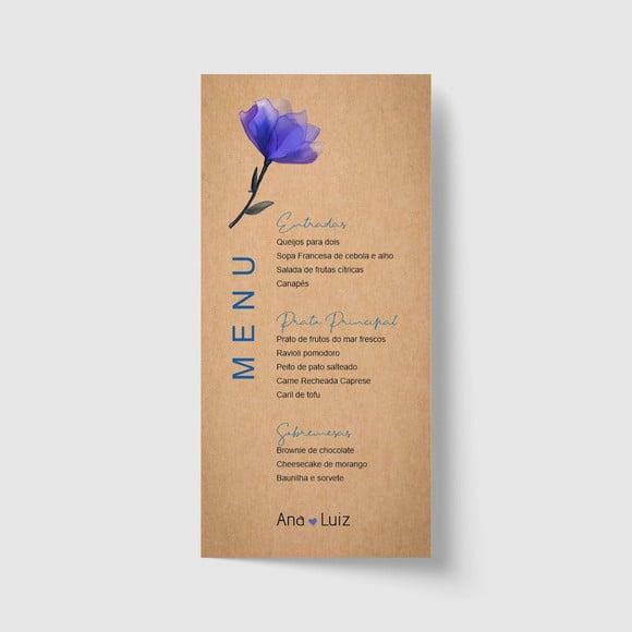 Cardápio / Menu personalizado casamento e festas 10cm x 21cm