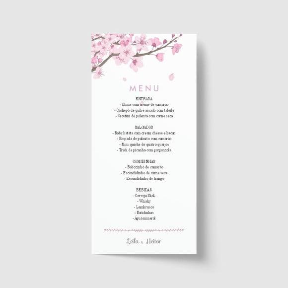 Cardápio / Menu personalizado casamento e festas 10cm x 21cm