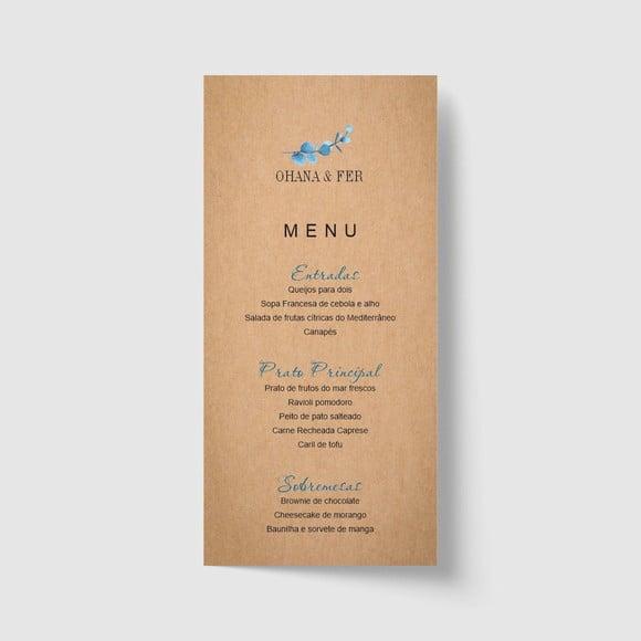 Cardápio / Menu personalizado casamento e festas 10cm x 21cm