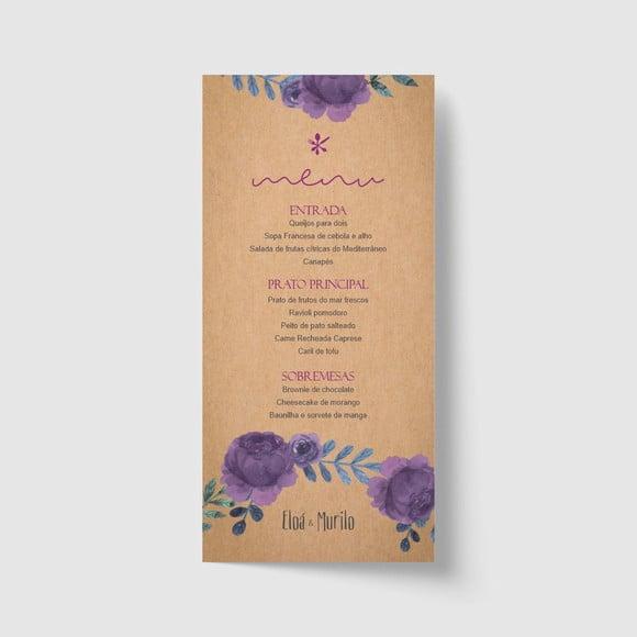 Cardápio / Menu personalizado casamento e festas 10cm x 21cm