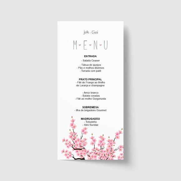 Cardápio / Menu personalizado casamento e festas 10cm x 21cm