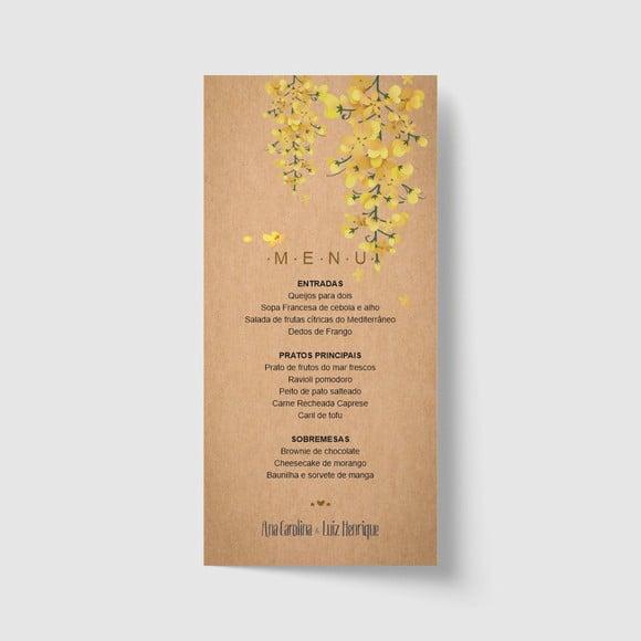 Cardápio / Menu personalizado casamento e festas 10cm x 21cm