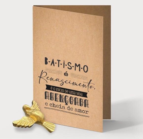 Cartão Batismo Person c/ Aplique Div. Espírito Santo Dourado