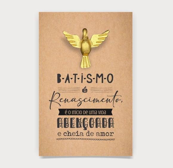Cartão Batismo Person c/ Aplique Div. Espírito Santo Dourado