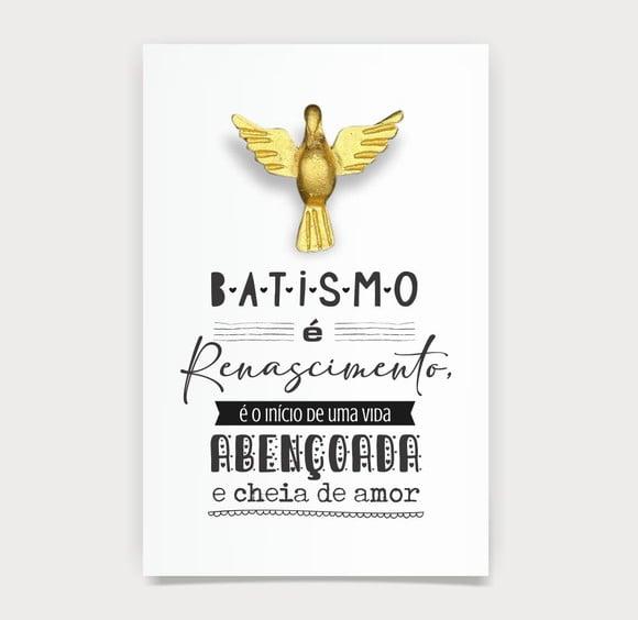 Cartão Batismo Person c/ Aplique Div. Espírito Santo Dourado