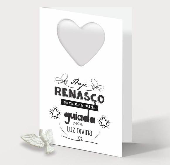 Cartão Batismo Person. c/ Aplique Divino Espírito Santo