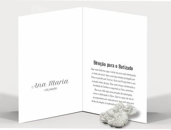 Cartão Batismo Person. c/ Aplique Imagem Sagrada Família