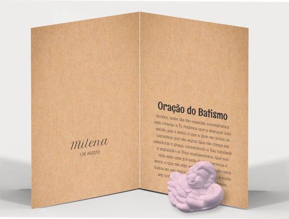 Cartão Batismo Person. c/ Aplique Mini Sabonete Anjinho