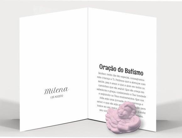 Cartão Batismo Person. c/ Aplique Mini Sabonete Anjinho