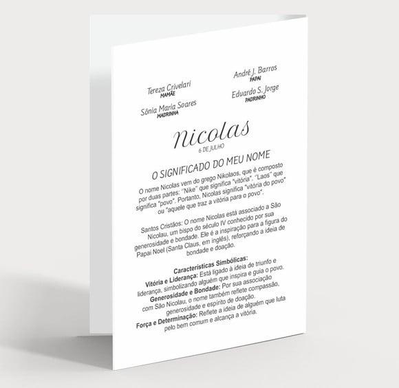 Cartão Batismo Personalizado c/ Aplique Mini Coração Branco.