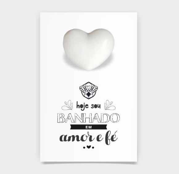 Cartão Batismo Personalizado c/ Aplique Sabonete Coração.