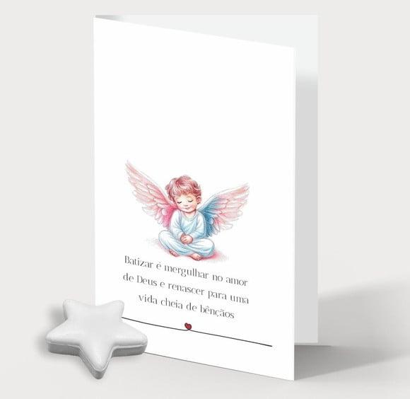 Cartão Batismo Personalizado c/ Aplique Sabonete Estrela