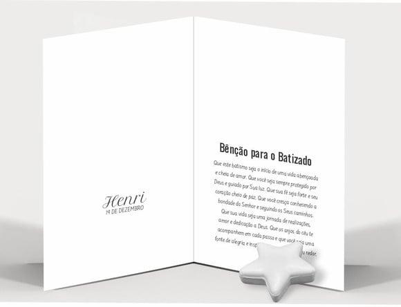 Cartão Batismo Personalizado c/ Aplique Sabonete Estrela
