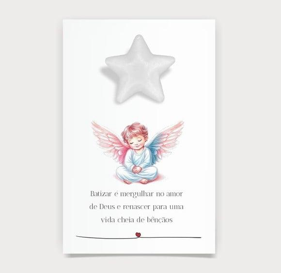 Cartão Batismo Personalizado c/ Aplique Sabonete Estrela