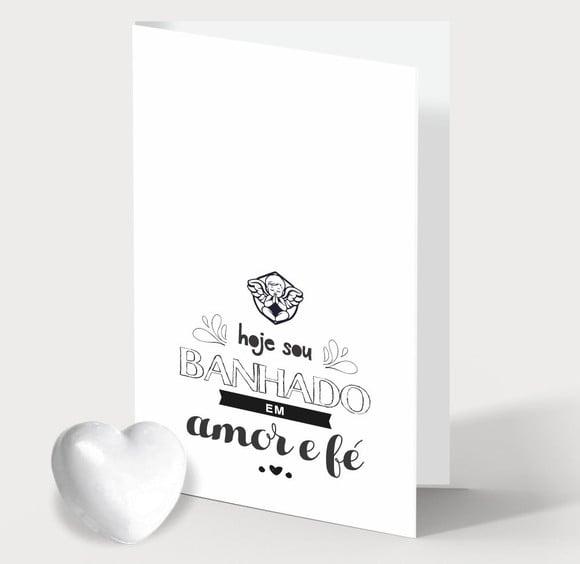 Cartão Batismo Personalizado c/ Aplique Sabonete Coração.