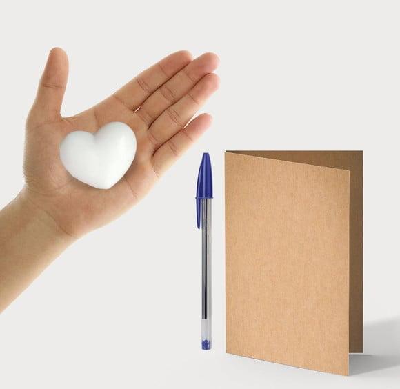 Cartão Batismo Personalizado c/ Aplique Sabonete Coração.
