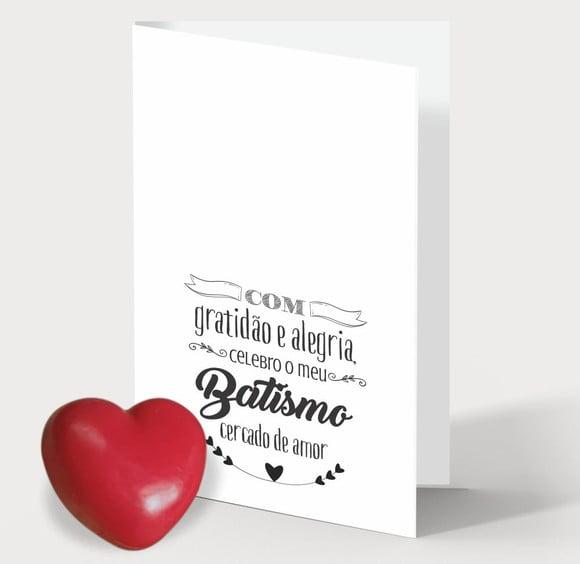 Cartão Batizado Personalizado c/ Aplique Sabonete Coração