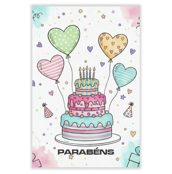 Cartão de Aniversário Personalizado. 10x15cm. Pct. c/ 12un
