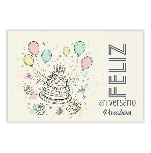 Cartão de Aniversário Personalizado. 10x15cm. Pct. c/ 12un