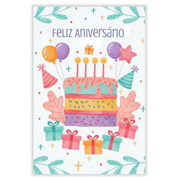 Cartão de Aniversário Personalizado. 10x15cm. Pct. c/ 12un