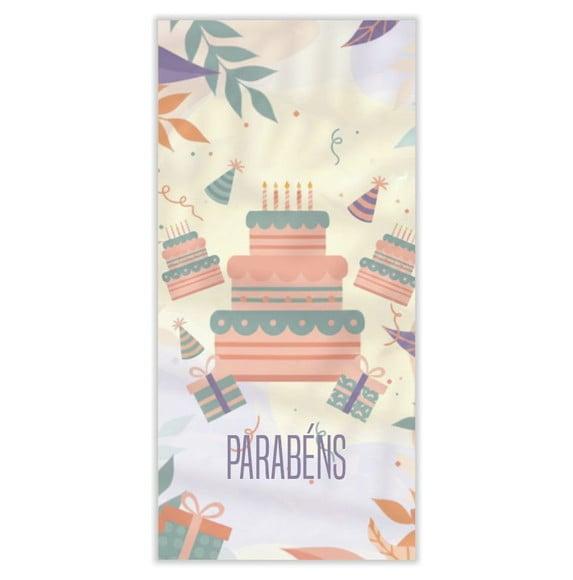Cartão de Aniversário Personalizado. 10x21cm. Pct. c/ 12un