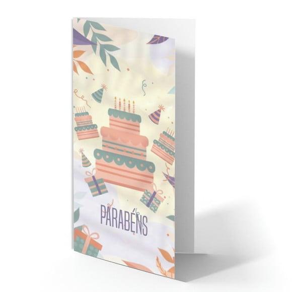 Cartão de Aniversário Personalizado. 10x21cm. Pct. c/ 12un