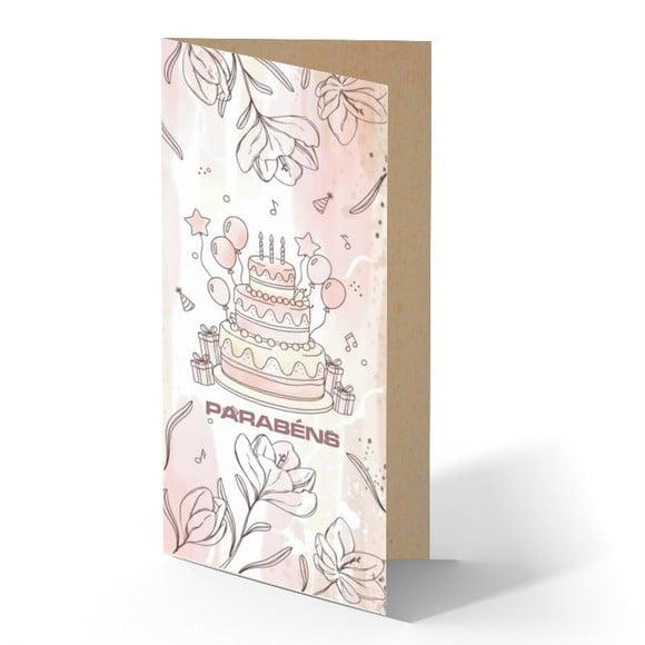 Cartão de Aniversário Personalizado. 10x21cm. Pct. c/ 12un