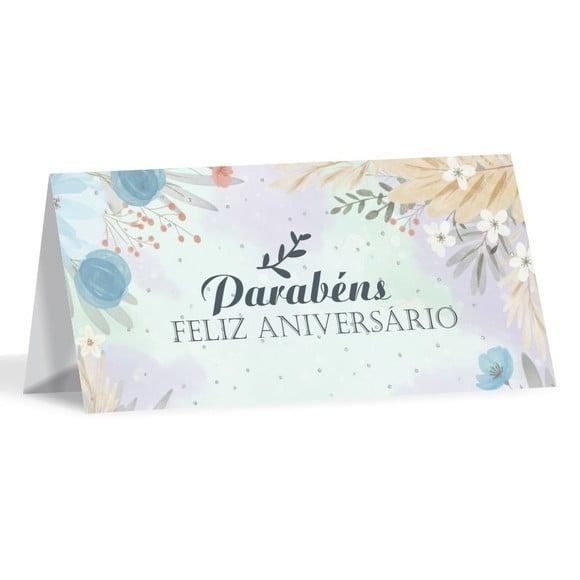 Cartão de Aniversário Personalizado. 10x21cm. Pct. c/ 12un