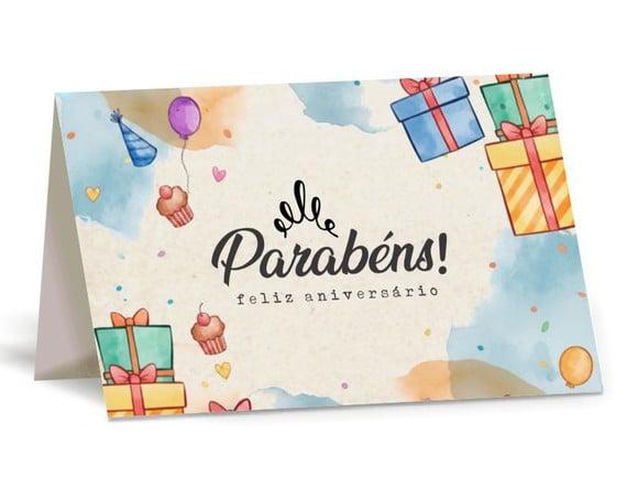 Cartão de Aniversário Personalizado. 12x19cm. Pct. c/ 12un