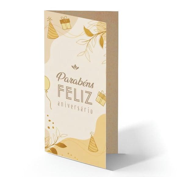 Cartão de Aniversário Personalizado. 10x21cm. Pct. c/ 12un