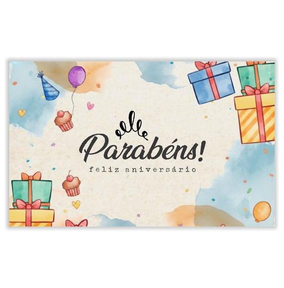 Cartão de Aniversário Personalizado. 12x19cm. Pct. c/ 12un