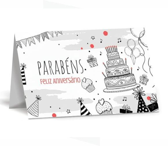 Cartão de Aniversário Personalizado. 12x19cm. Pct. c/ 12un
