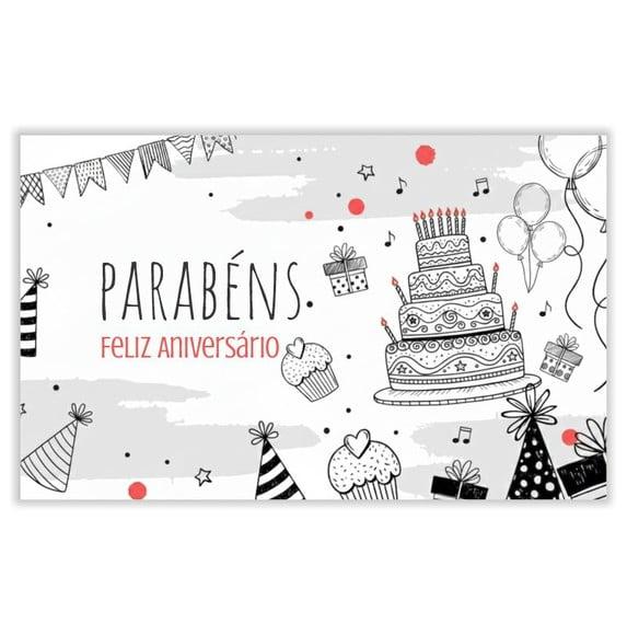 Cartão de Aniversário Personalizado. 12x19cm. Pct. c/ 12un