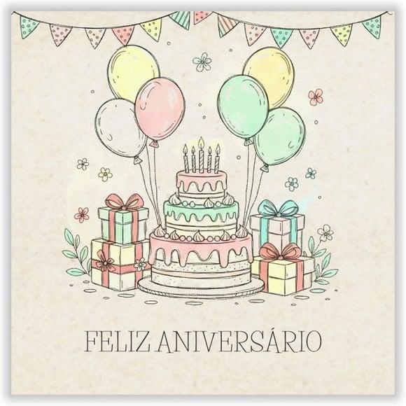 Cartão de Aniversário Personalizado. 15x15cm. Pct. c/ 12un