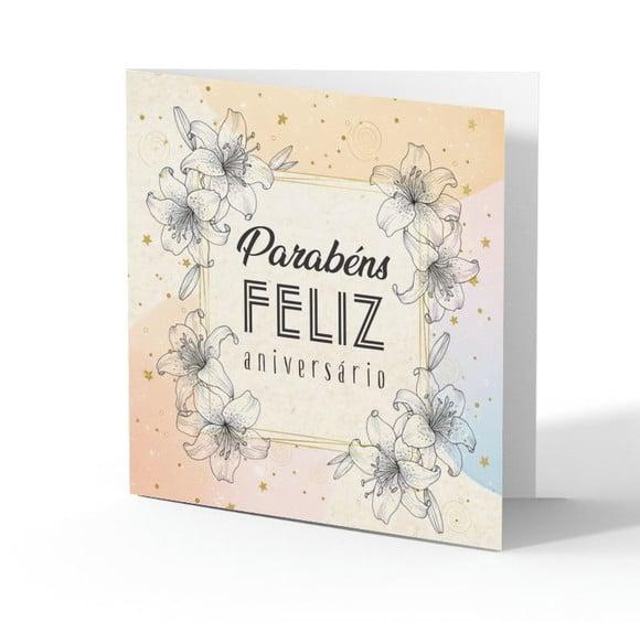 Cartão de Aniversário Personalizado. 15x15cm. Pct. c/ 12un