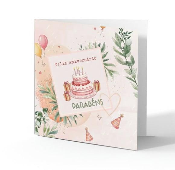 Cartão de Aniversário Personalizado. 15x15cm. Pct. c/ 12un