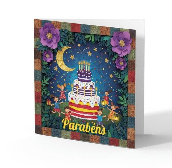 Cartão de Aniversário Personalizado. 15x15cm. Pct. c/ 12un