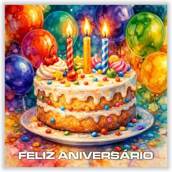 Cartão de Aniversário Personalizado. 15x15cm. Pct. c/ 12un