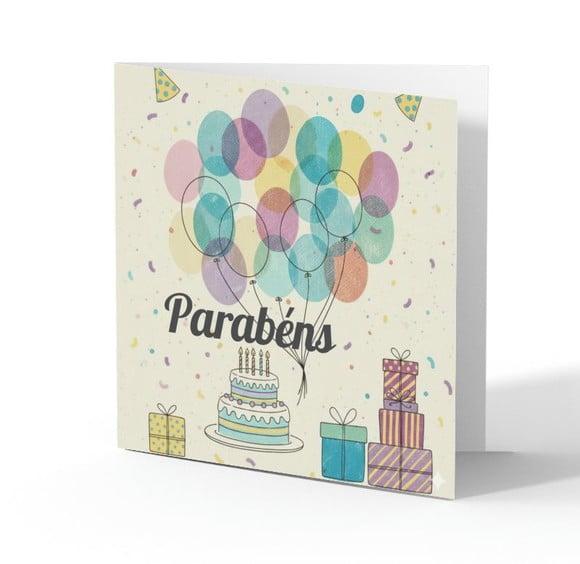Cartão de Aniversário Personalizado. 15x15cm. Pct. c/ 12un