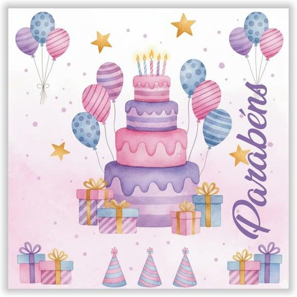 Cartão de Aniversário Personalizado. 15x15cm. Pct. c/ 12un
