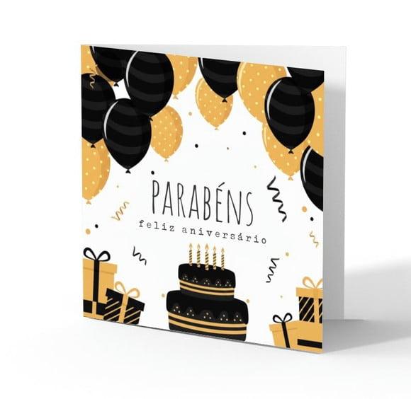 Cartão de Aniversário Personalizado. 15x15cm. Pct. c/ 12un