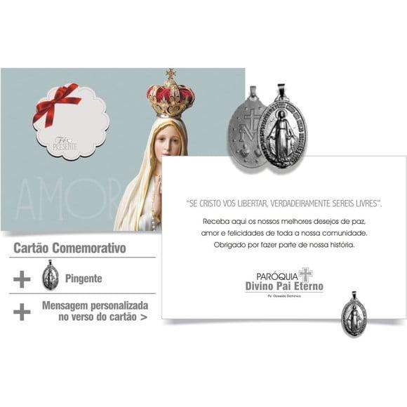 CARTÃO DE FELICITAÇÕES PERSONALIZADO + PINGENTE + ENVELOPE.