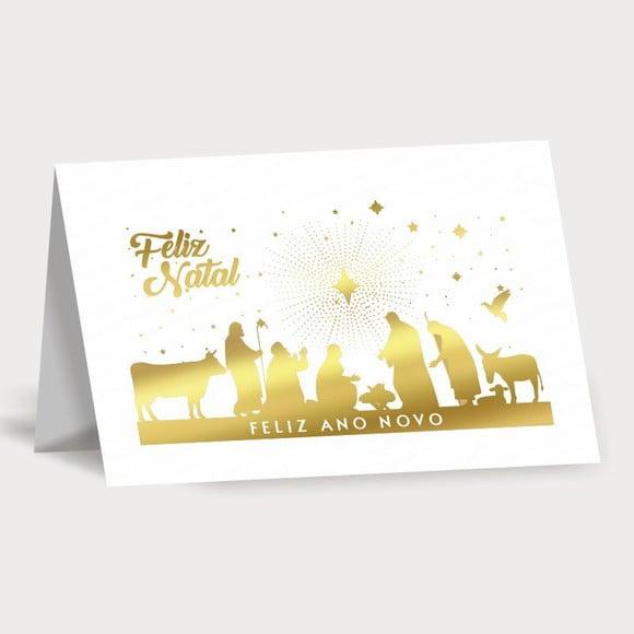 Cartão de Natal Person Branco com Dourado 30-012