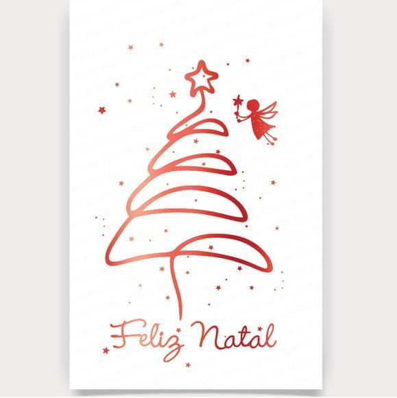 Cartão de Natal Person Branco com Hotstamp Vermelho 30-011
