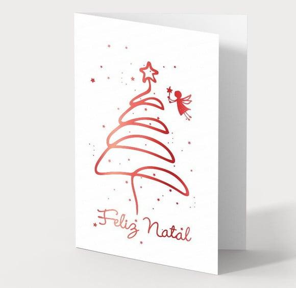 Cartão de Natal Person Branco com Hotstamp Vermelho 30-011