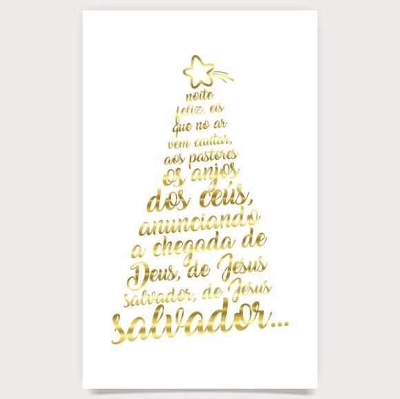 Cartão de Natal Person. Branco com Dourado 30,036