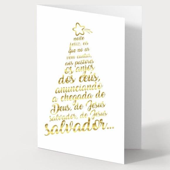 Cartão de Natal Person. Branco com Dourado 30,036
