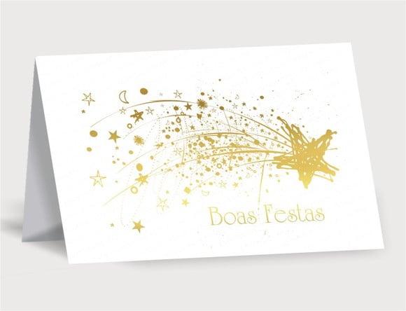 Cartão de Natal Person. com Dobra, Hotstamp Dourado 30-007